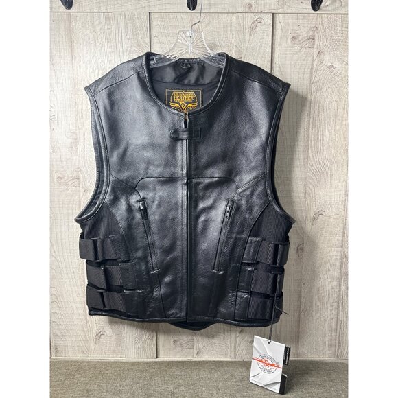 Milwaukee Leather MLM3500 Mens L Black Rider Biker Leather Vest Motorcycle - Picture 1 of 9
